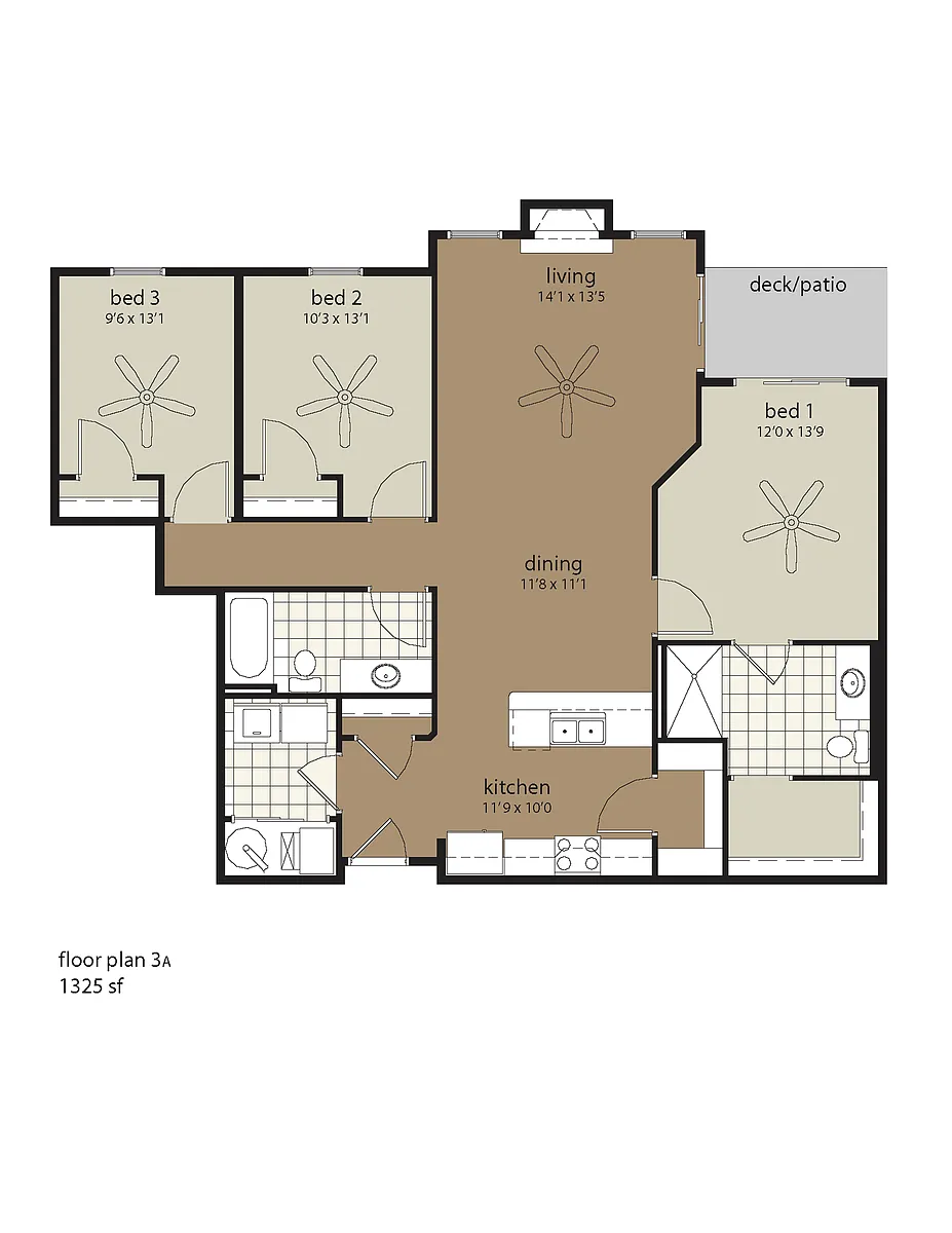 Floor plan 3A 1325 sf