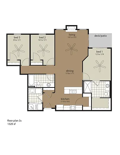 Floor plan 3A 1325 sf