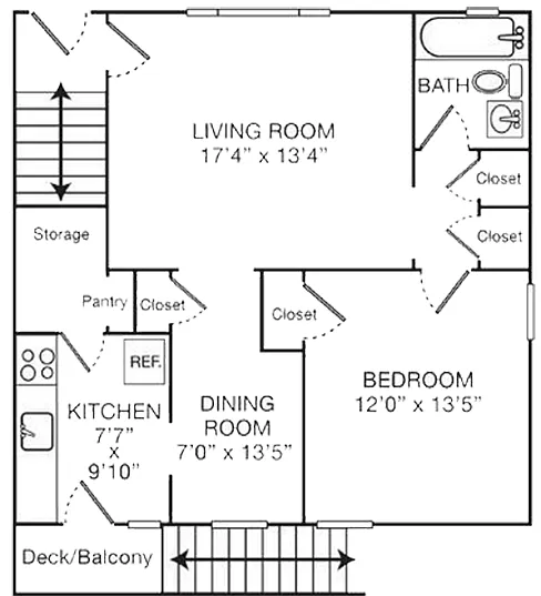 Floor plan One Bedroom with Den
