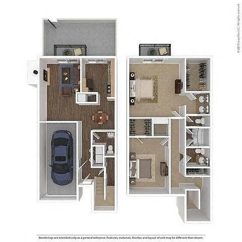 Floor plan 2 Bed 2.5 Bath - Henley