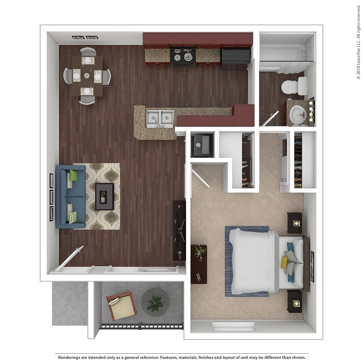 Floor plan 1x1 - Bayou Upgrade