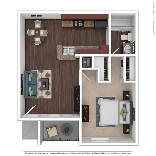 Floor plan 1x1 - Bayou Upgrade