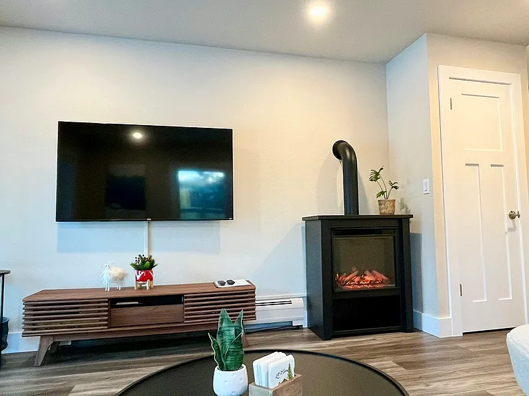 living room w electric fireplace