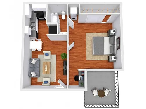 Floor plan 1x1 Hendrix