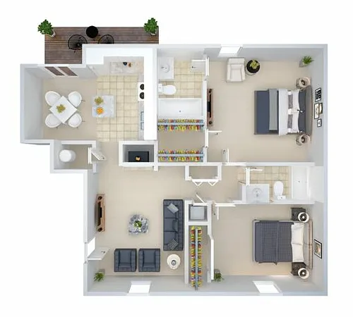 Floor plan 2 Bd/2 Bath (mob2up)