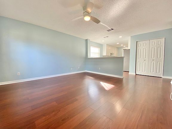 View from the front door that overlooks the kitchen and dining area