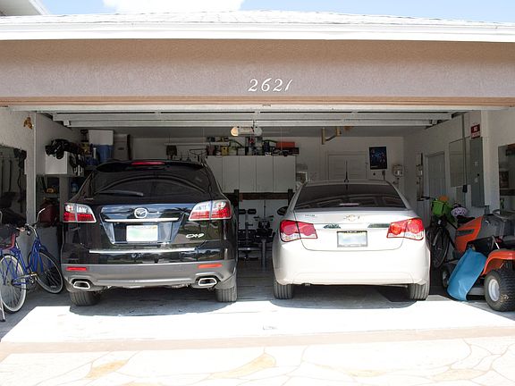 Two car garage with storage