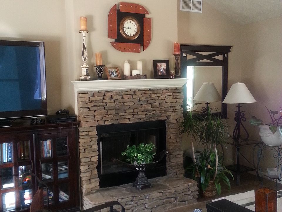 large family room with fireplace