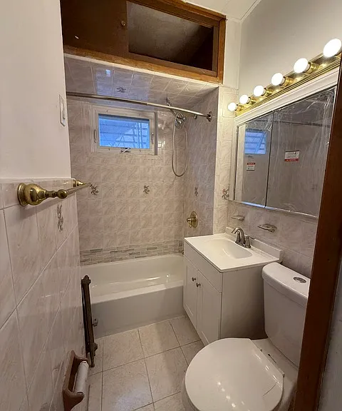 Bathroom with updated vanity and medicine cabinet