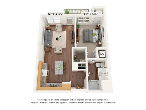 Floor plan One Bedroom - B