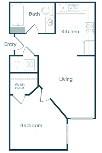 Floor plan 1 Bedroom 1 Bath (N)