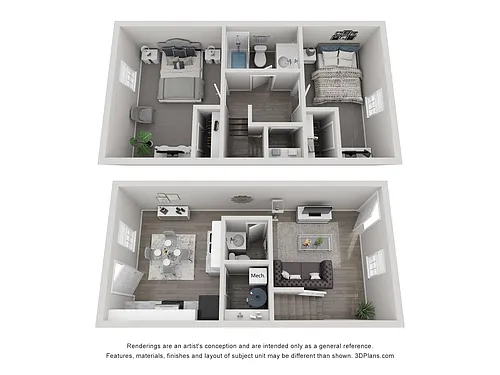 Floor plan 2 Bedroom TH- No Washer Dryer