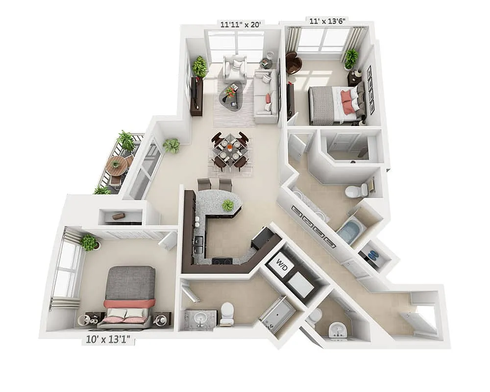 Floor plan Two Bedroom B2.5B