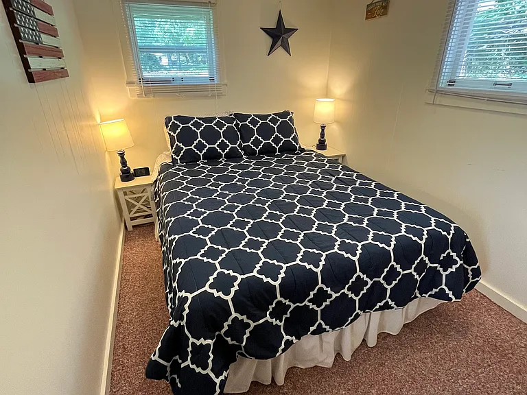 Bedroom 1, Queen Bed. Bring your own bedding.