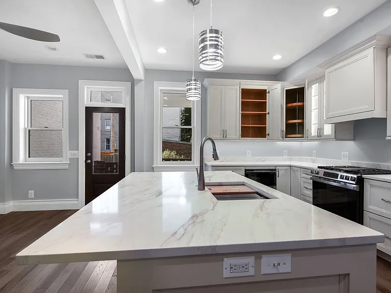 Close-up view of kitchen as you walk from door