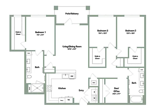 Floor plan The Sterling | 3 Bed | 2 Bath