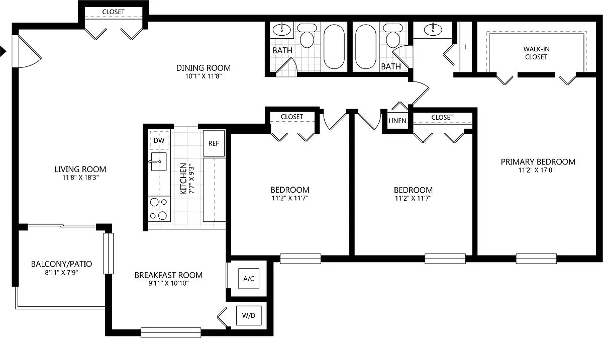 Floor plan 3 Bed/2 Bath C2