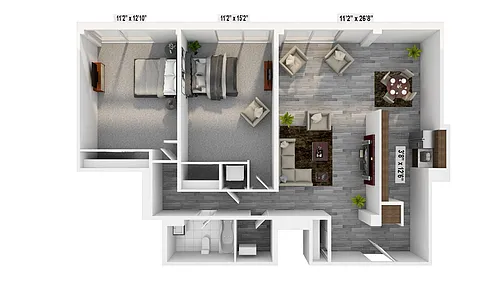 Floor plan 2 Bed 1 Bath Basic