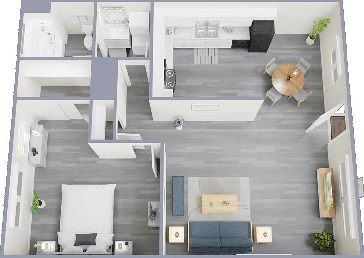 1x1 Floorplan Diagram