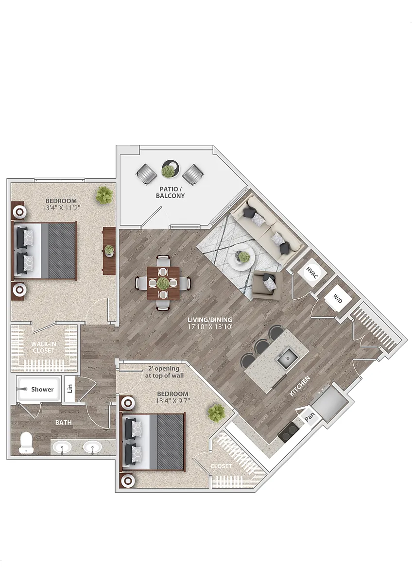 Floor plan B2 - Executive 1BR with Study