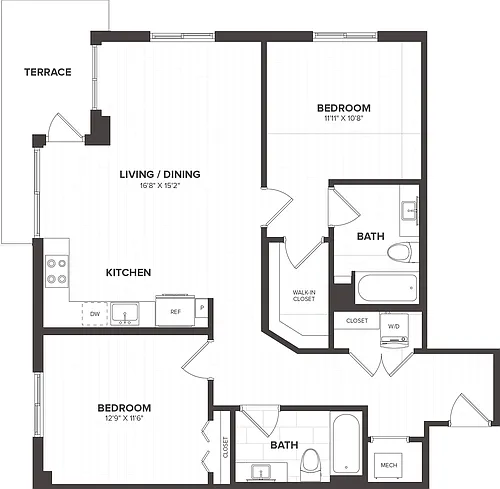 Floor plan 2 Bed/2 Bath-B7