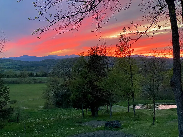 pond and sunset over the Adirondacks