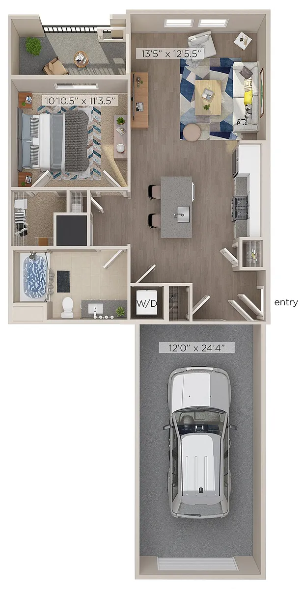 Floor plan Residence with Garage + Private Patio