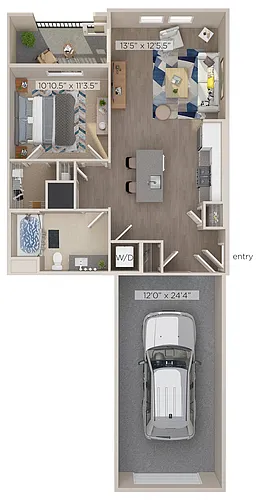 Floor plan Residence with Garage + Private Patio