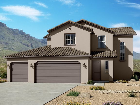 Spanish Elevation 3 Car Garage