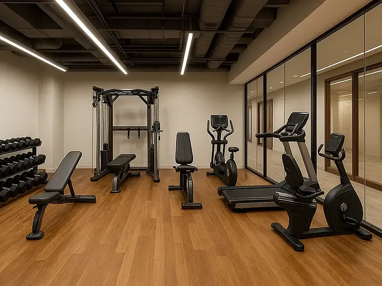 Virutally staged photo to show how the gym may look once completed