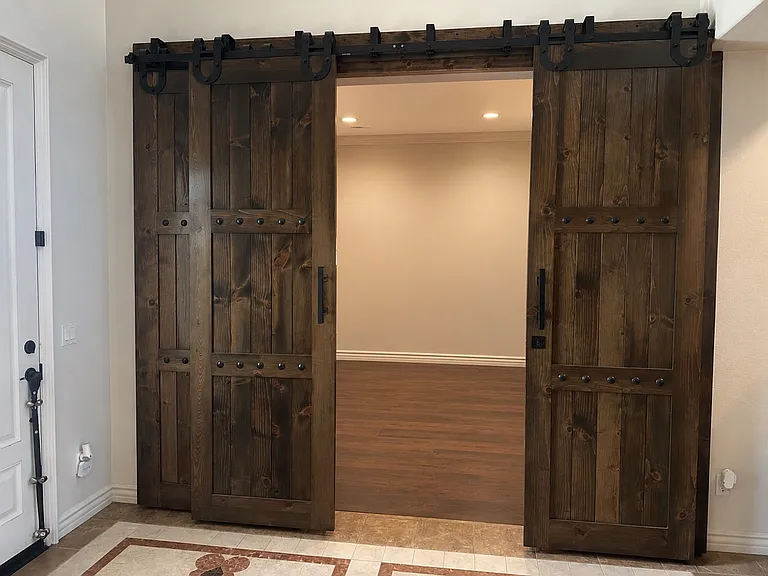 dedicated office with giant barndoors.