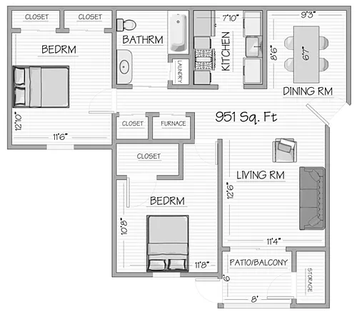 Floor plan 2 bed