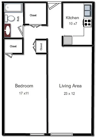 Floor plan One Bedroom - Style C