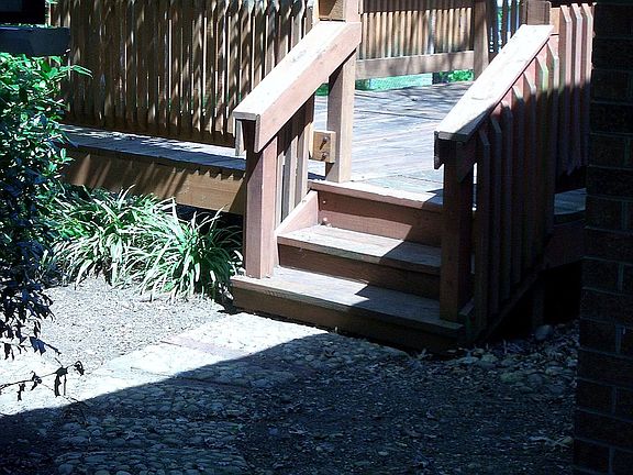 Paved walkway to the deck
