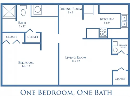 Floor plan 1 Bed - 1 Bath