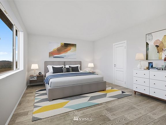 Virtually Staged master bedroom. Colors may vary slightly