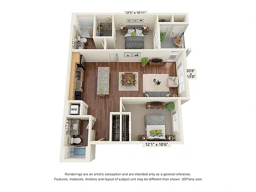 Floor plan Two Bedroom B2 (60%)