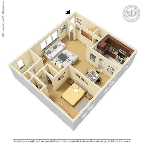 Floor plan 1 Bedroom w/Dining Room