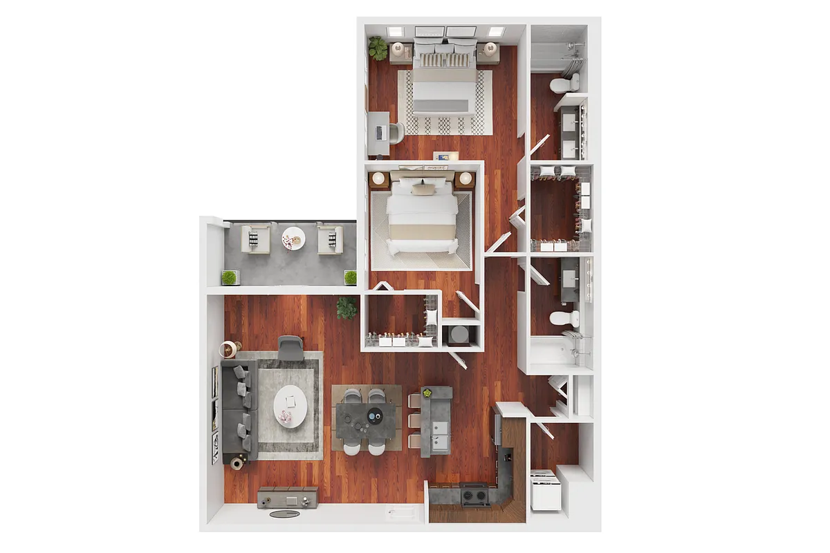 Floor plan 2BD, 2BTH B 2