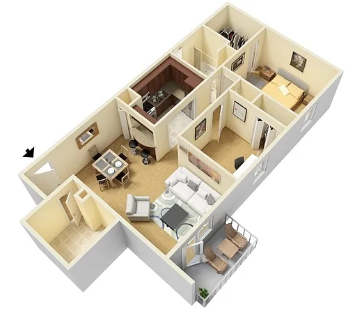 Floor plan 2 Bed 1 Bathroom