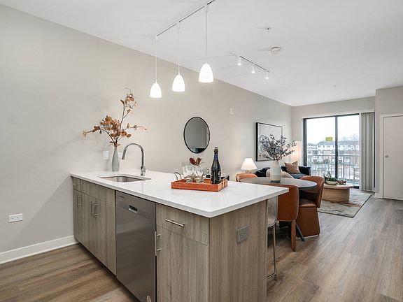Phase II (1100 Broadway) Model Kitchen and Living Room