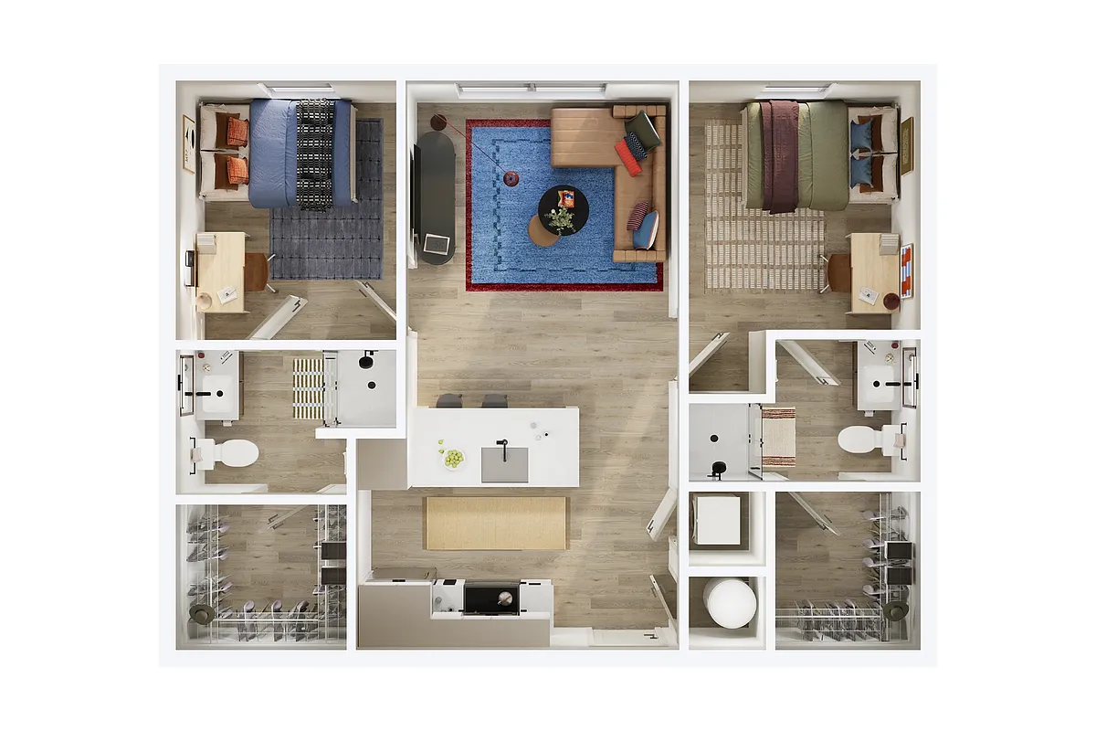 Floor plan 2BR/2BA - C1