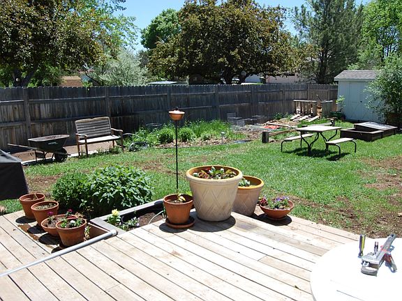 deck, garden and shed