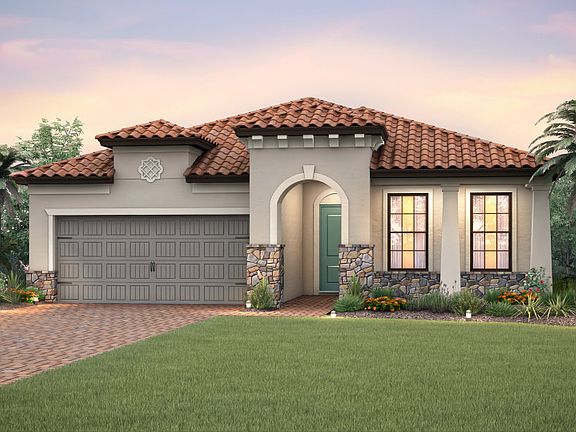 The Summerwood, a single-story family home with a 2 car garage, shown with Home Exterior FM3A