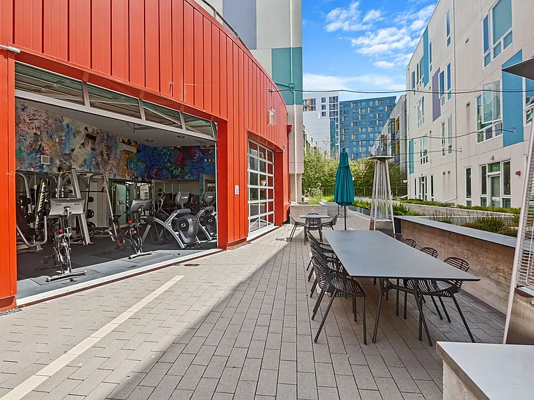 Outdoor gathering area by the grills