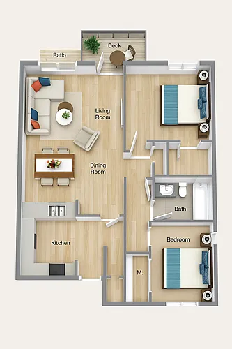 Floor plan 2b/1b deluxe