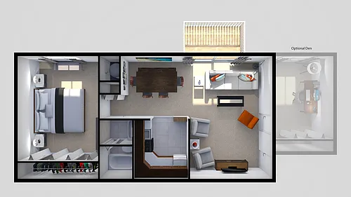 Floor plan 1 Bedroom and Den