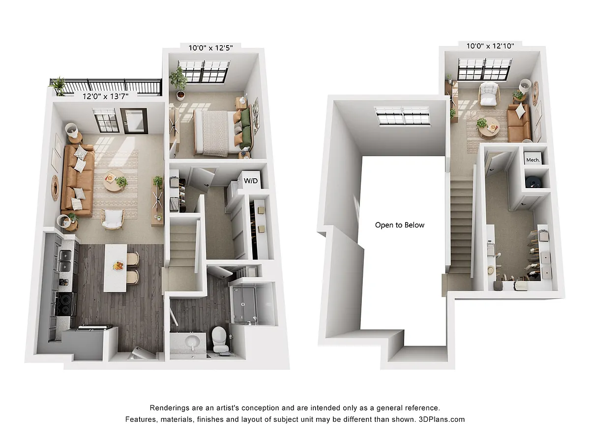 Floor plan 1-Bedroom 1-Bath w/ Loft | 984 sqft