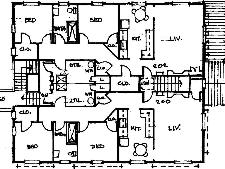 Floor plan 202 top and 200 bottom.