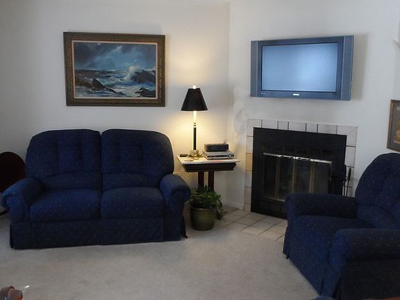 Living room with fireplace